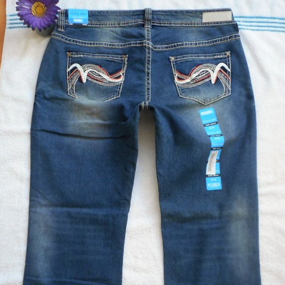 New ROCK & ROLL Cowgirl Jeans 34x32 Low Rise Bootcut Denim - Picture 6 of 10
